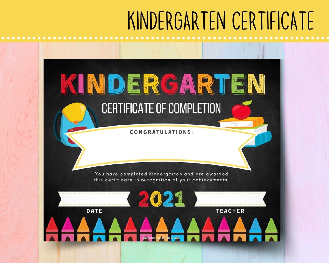 printable kindergarten graduation certificate 2021 etsy