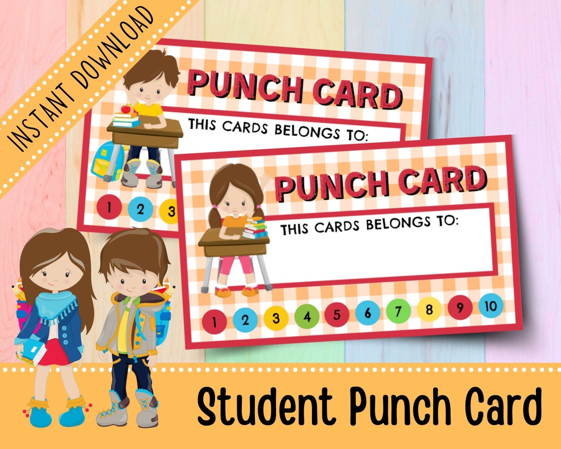 Student Punch Card Classroom Rewards System Good Behavior Etsy Student Punch Card Classroom Rewards System Good Behavior Etsy