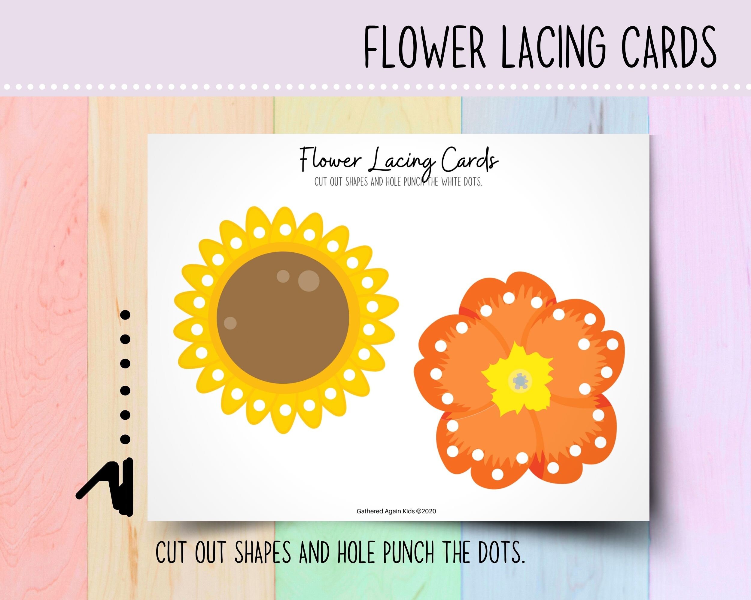 Flower Lacing Cards Set Sewing Cards Activities for Etsy