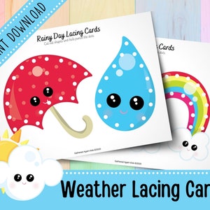Cartes de laçage météo | Activités tranquilles pour les tout-petits | | Montessori motricité fine | | préscolaire Imprimable