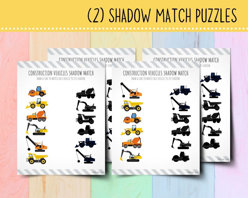 Construction Shadow Match Puzzles Activities For Toddlers Shadow