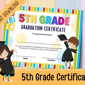 Regenbogen 5. Klasse Abitur Zertifikat | 5. Klasse Diplom für Kinder | Grundschule | Druckbare