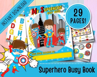 Superhero Busy Book for Toddlers | Boys Busy Book | Busy Binder | Homeschool Learning | Preschool | Kindergarten | 1st Grade | Printable