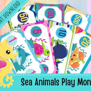 Sea Animals Pretend Play Money for Kids | Classroom Rewards System | Good Behavior | Preschool | Kindergarten | Printable