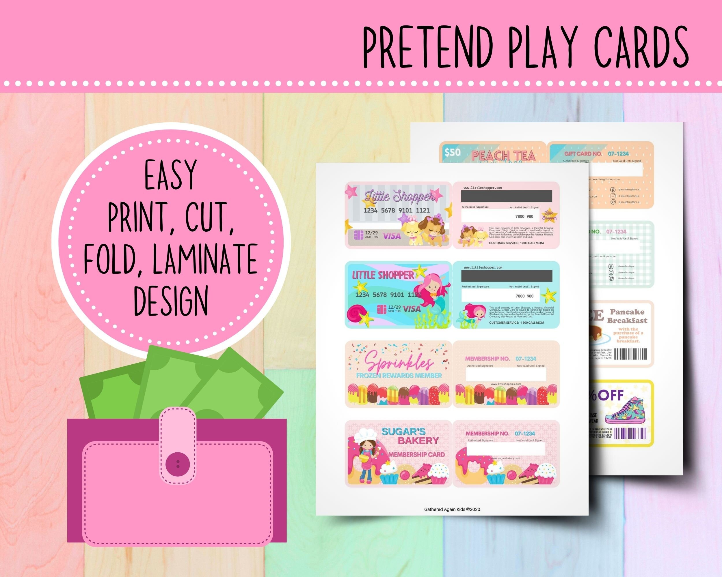 Pretend play cards for kids fake credit cards for kids etsy
