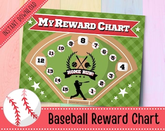 Baseball Belohnungskarte für Jungen | Belohnungssystem | Verantwortung Chore Chart für Kinder | Kleinkindverhalten | Sportkarte | Druckbare