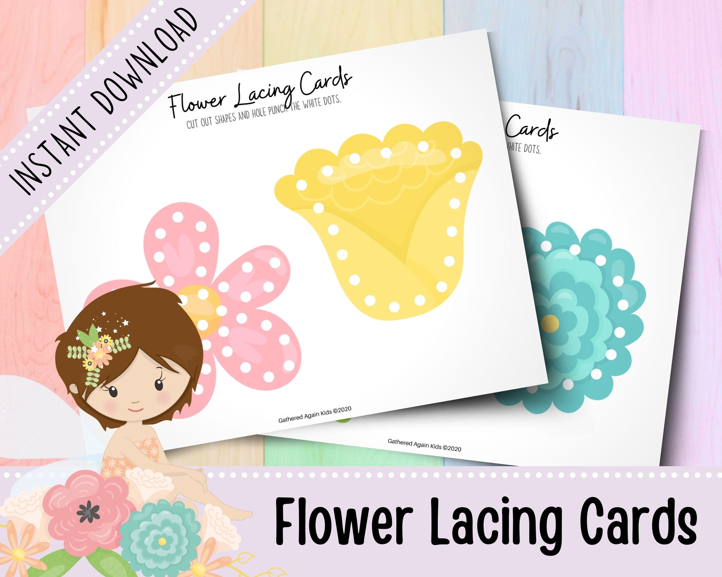 Flower Lacing Cards Set Sewing Cards Activities for Etsy