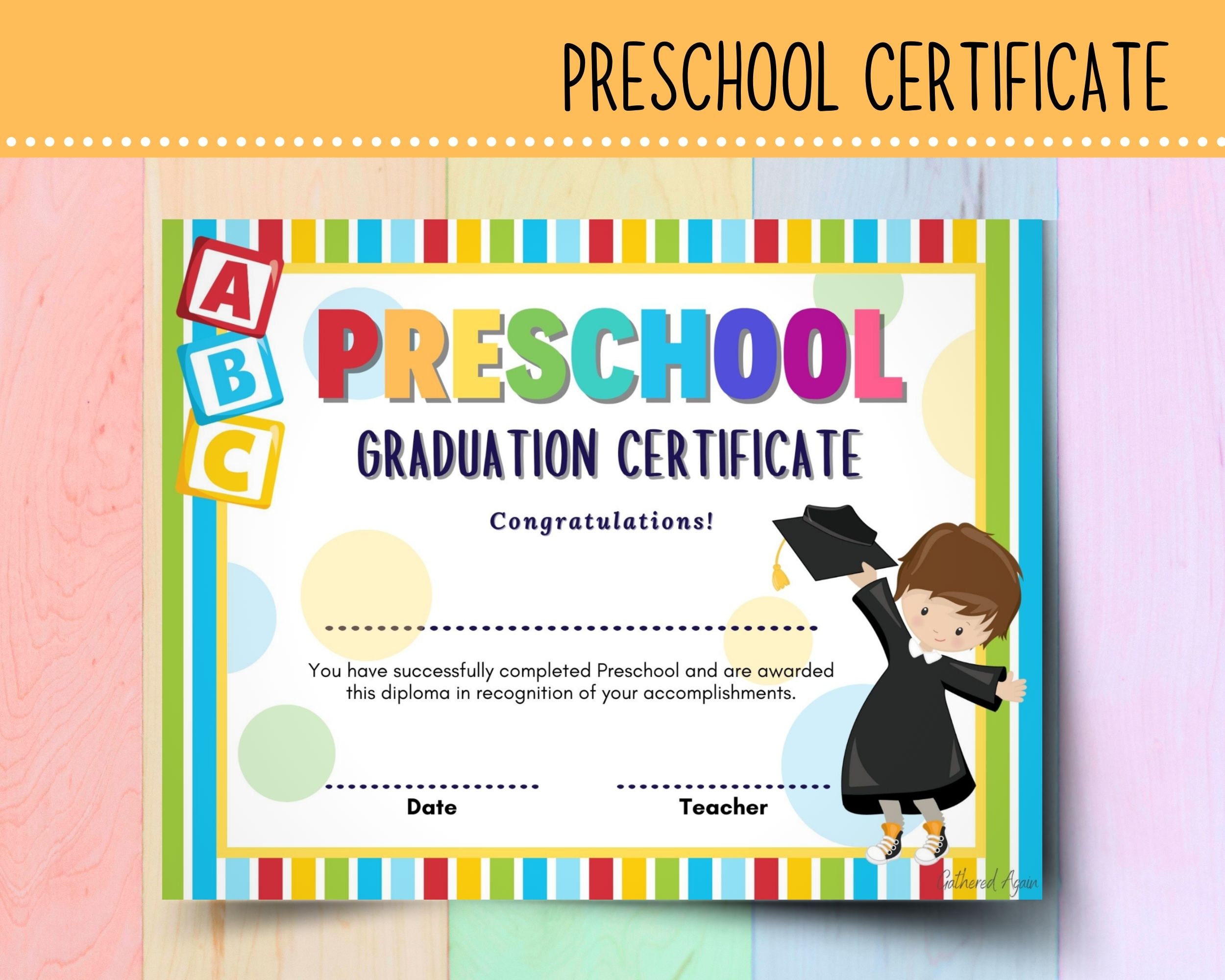Rainbow Preschool Graduation Certificate Pre k Diploma Preschool Rainbow Preschool Graduation Certificate Pre k Diploma Preschool
