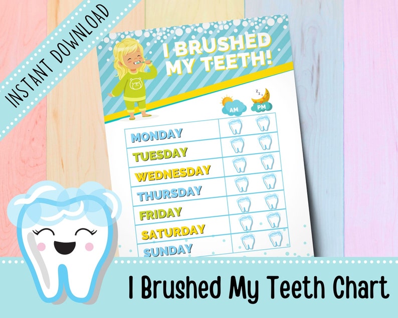Teeth Brushing Chart for Girls Brush Teeth Reminder Sticker Reward Chart Daily Routines