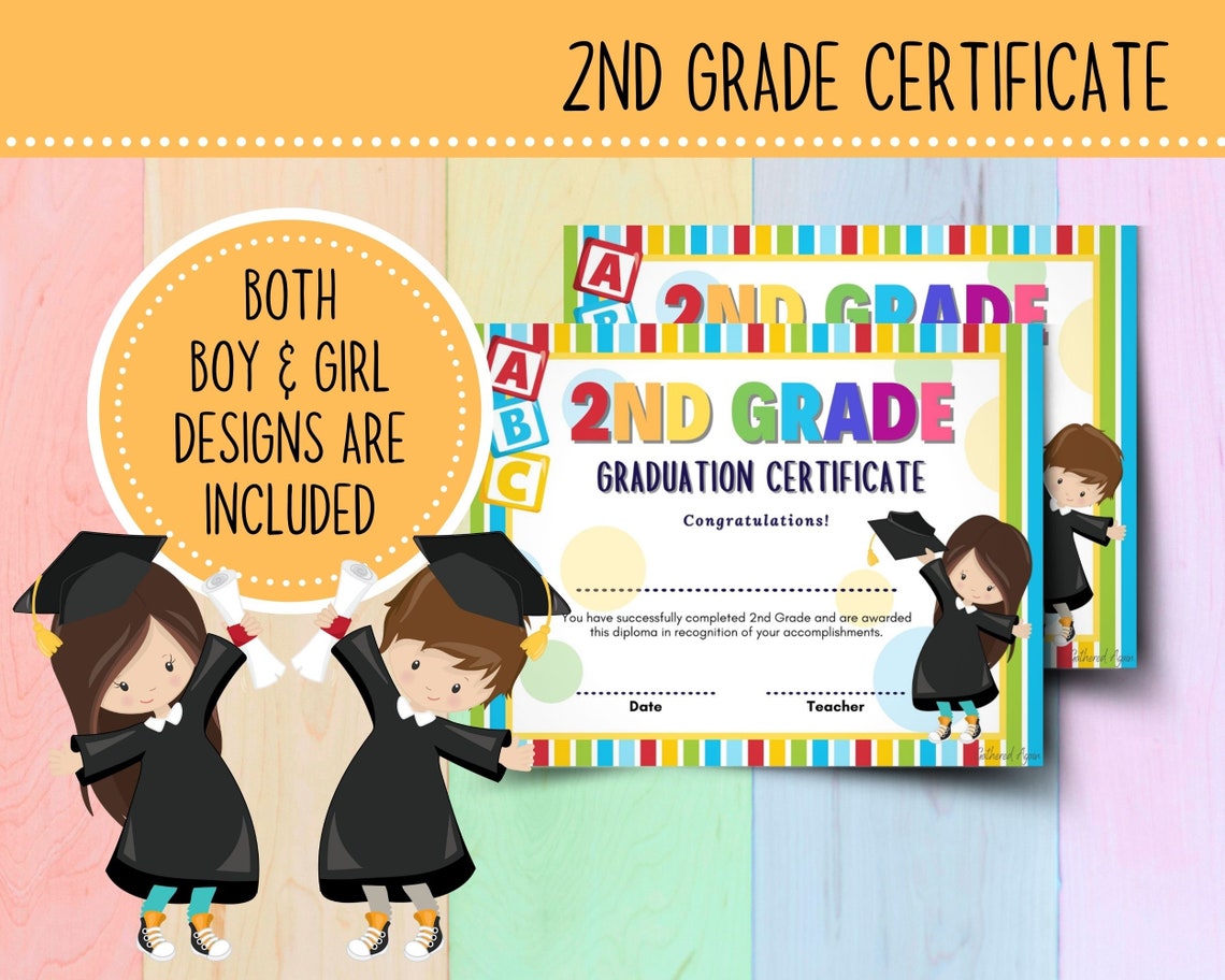 Rainbow 2nd Grade Graduation Certificate 2nd Grade Diploma | Etsy