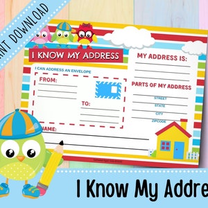 I Know My Address Worksheet for Kids Learn Your Address | Etsy