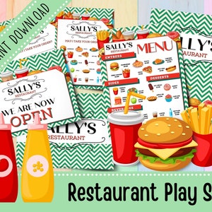 Sally's Restaurant Play Set / Play Restaurant / Comida rápida / Actividades para niños pequeños / Juego de simulación / Preescolar / Imprimible