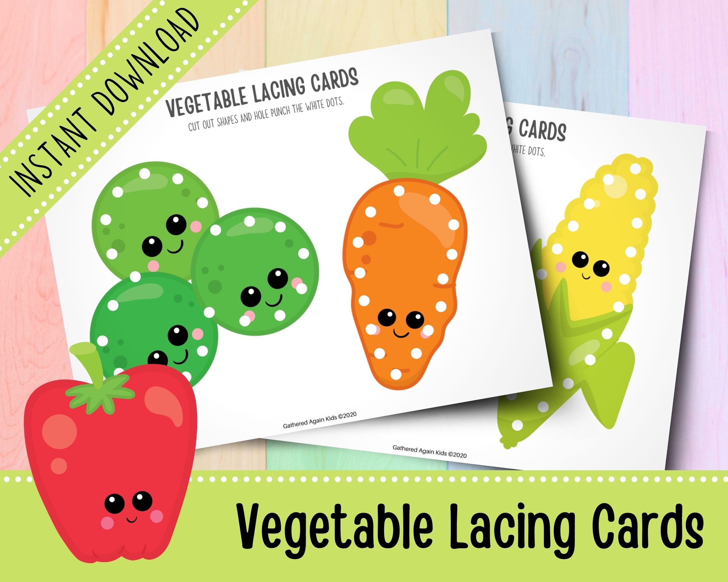 Vegetable Lacing Cards Set Sewing Cards Activities for Etsy