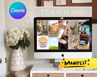 2025 Vision Board template Canva|SpiritualVision Board Editable Self love vision board Manifesting Board canva vision board template digital