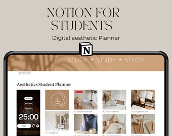 Notion templates for students | School | Notion template aesthetic | pomodoro digital planner |University Notion | notion setup for students