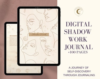 Digital Shadow work prompts journal for ipad | 100 pages | Spiritual | Inner child | Self discovery | Anxiety| Mental Health| book of shadows