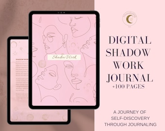 Pink Digital Shadow work prompts journal for ipad | 100 pages | Goodnotes |Spiritual Self Discovery journal | Mental Health| book of shadows