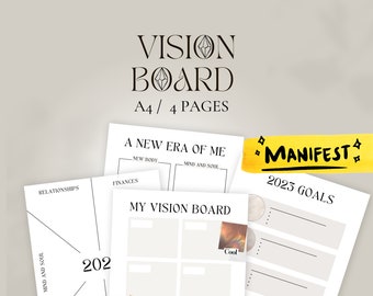 Vision board kit |vision board printables| printable vision board | vision board planner | vision board journal | vision board kit template