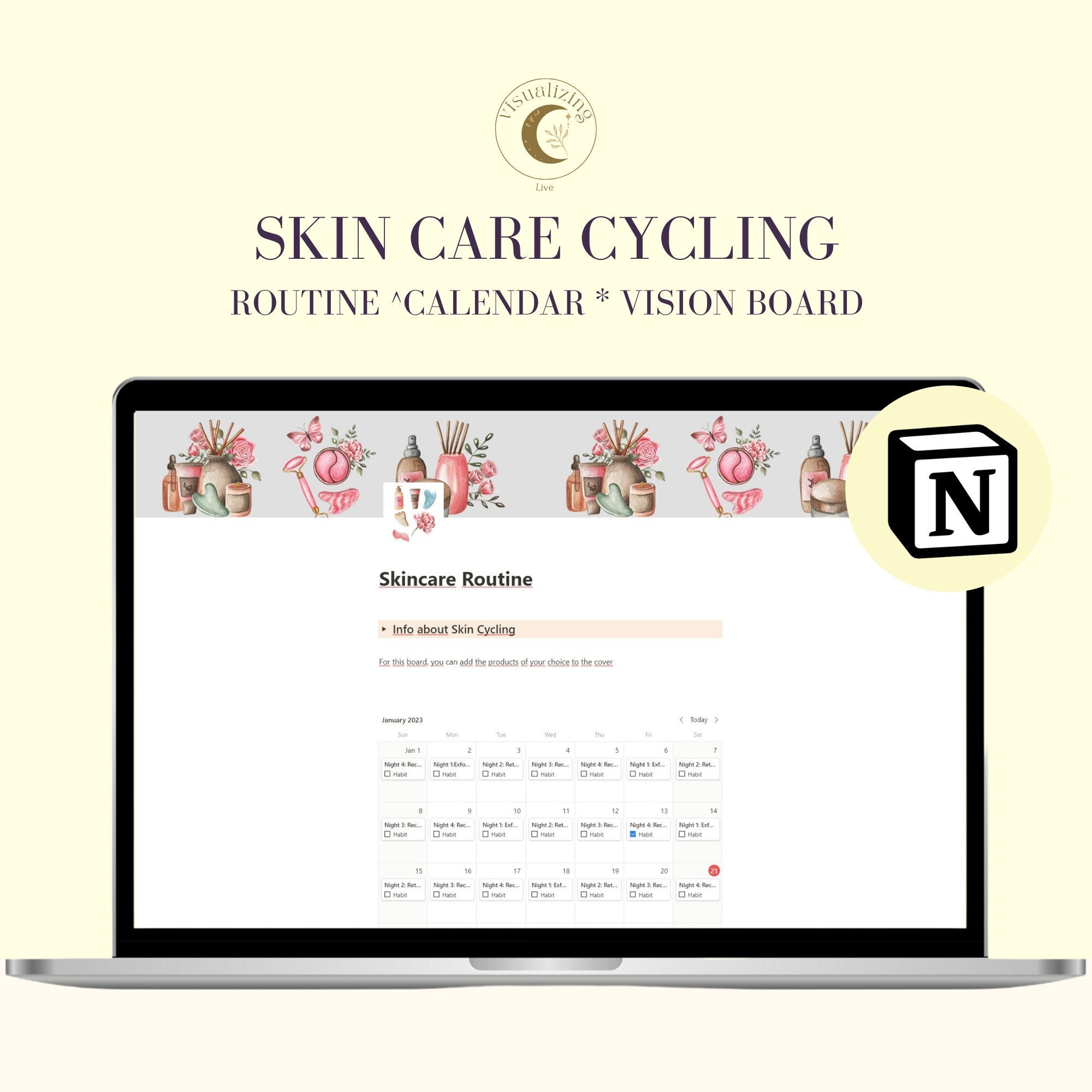 Notion skin cycling routine template |
