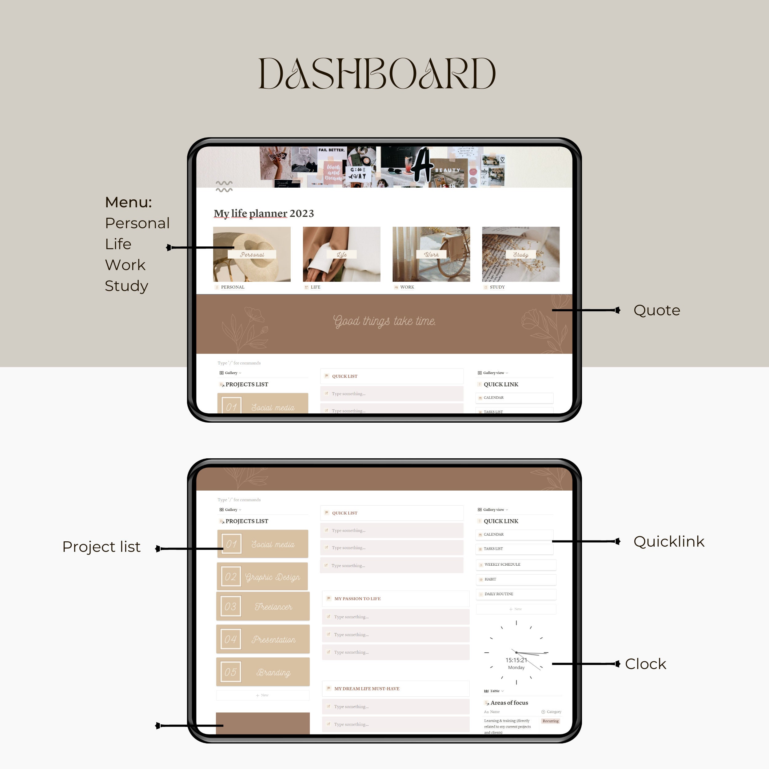 Customizable Notion Dashboard