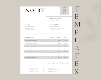 Small business invoices editable templates |Small business receipts templates |Receipt of payment template|Invoice template editable canvas|