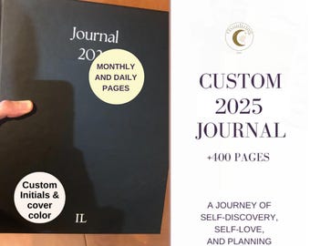 2025 Hardcover Agenda 8x11" Custom Initials Cover Black Planner +400 pages Daily Planner, Organized Goal Setting Planner Custom Vision Board