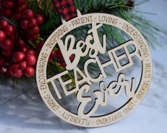 Teacher Ornament, best teacher ever ornament, white elephant gift for teacher