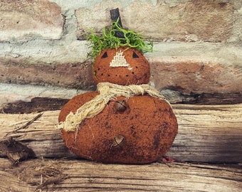 Primitive Pumpkin Man Doll, Halloween Fall Decor, Pumpkin Shelf Sitter, Gourds, Tiered Tray Decor