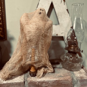 Primitive Halloween Ghost with Bobbin, Primitive Farmhouse Halloween, Ghost Decor, Prim Ghost, Fall Decor
