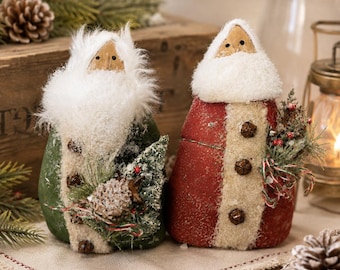 Handmade Primitive Santa Claus: Christmas Folk Art Ornie