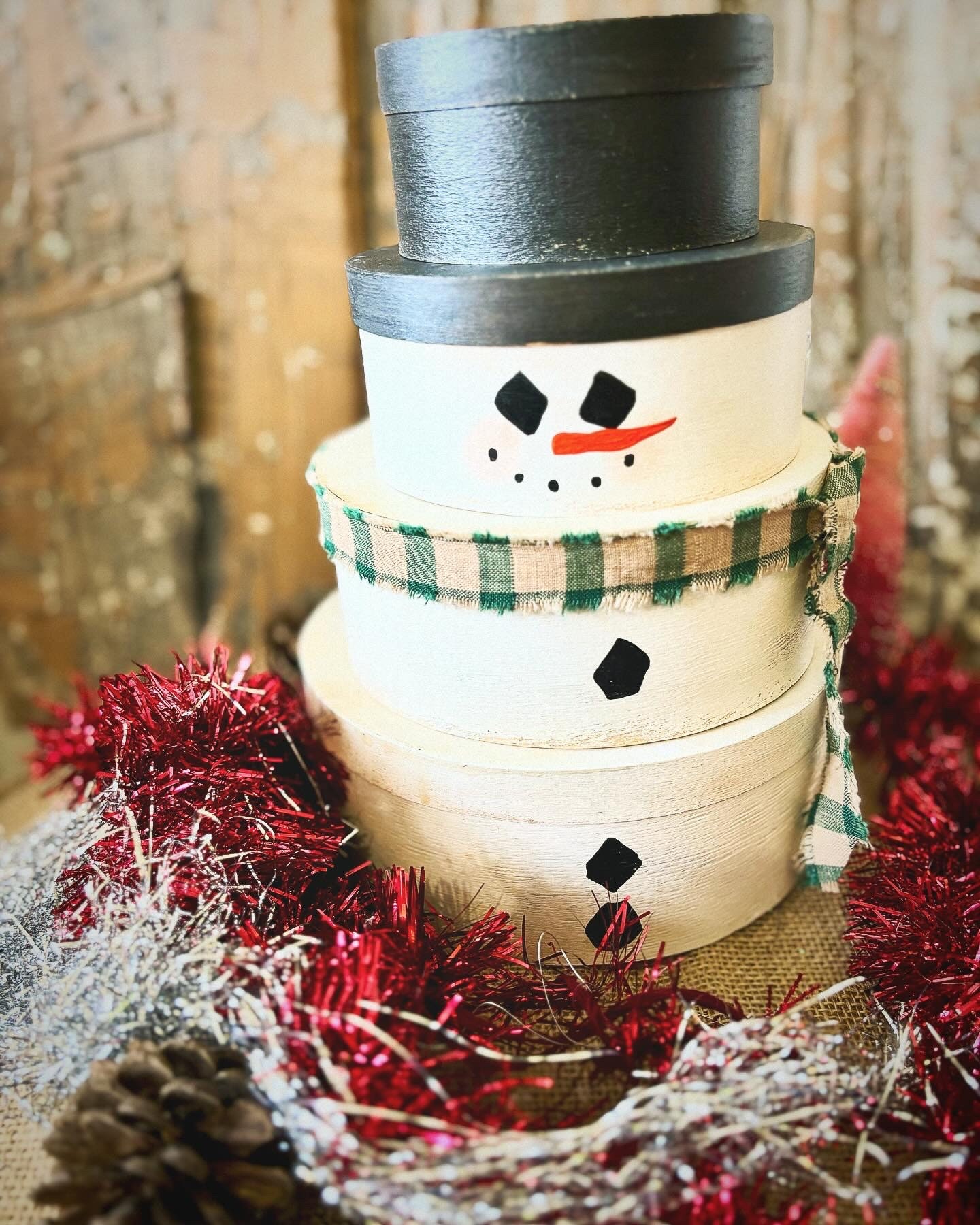Snowman Stack Hand Painted Snowman Stacking Boxes: Primitive Winter Decor - Etsy