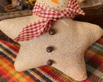 Primitive Winter Snowman Ornie Bowl Filler - Star