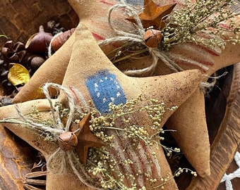 Estrellas de bandera americana patriótica primitiva, estrellas pintadas a mano, decoración del 4 de julio
