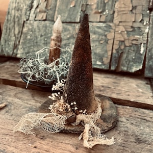 Primitive Witch Hat, Halloween Witch Hat, Primitive Halloween Decor, Black Witch Hat