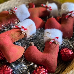 Primitive Santa Boots, Bowl Fillers, Christmas Bowl Fillers