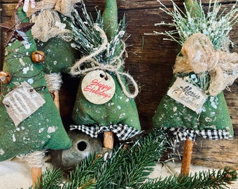 Handmade Christmas Tree Pokes, Primitive Bowl Fillers, Christmas Tree Ornies, Rustic Primitive Christmas Decor, Holiday Decor, Christmas