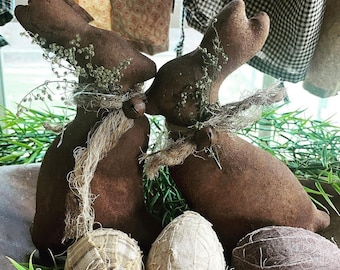 Primitive Chocolate Easter Bunny Ornies - Primitive Easter Decor - Bowl Fillers (2)