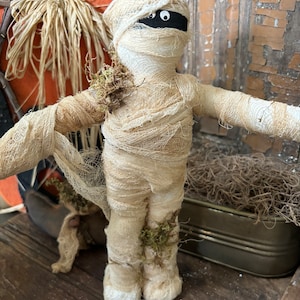 Primitive Halloween Mummy Doll: Handmade Spooky Decor