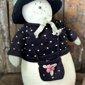 Primitive Winter Snowman Ornie Doll, Snowmen Decor, Winter Christmas Decor, Handmade Primitive Snowman