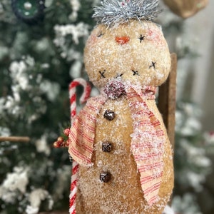 Primitive Winter Snowman Ornie Doll, Snowmen Decor, Winter Christmas Decor, Handmade Primitive Snowman
