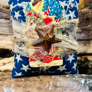 Primitive Patriotic Star Pillow Tuck, Primitive Patriotic Decor, Farmhouse Americana Decor