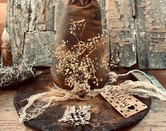 Primitive Old Witch’s Hat - Primitive Halloween Decor - Witchy - Primitive Witch - Autumn Decor