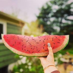 Primitive Handmade Decorative Watermelon Pillow, Summer Pillow, Rustic Watermelon Pillow