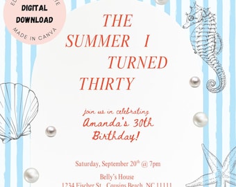 Plantilla de invitación de cumpleaños "El verano que cumplí 30"