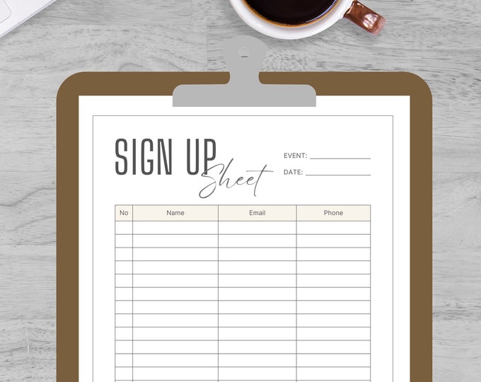 Event Sign Up Roster Sign up Sheet Printable | Editable Sign-in Template | Pdf/canva Sign up ...