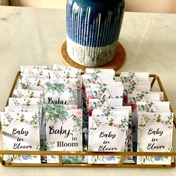 Baby In Bloom Shower, Seed Packet Favor, Baby Shower Seed Favors, Baby Shower Seeds, Custom Seed Packets, Baby Shower Prizes, Wildflower