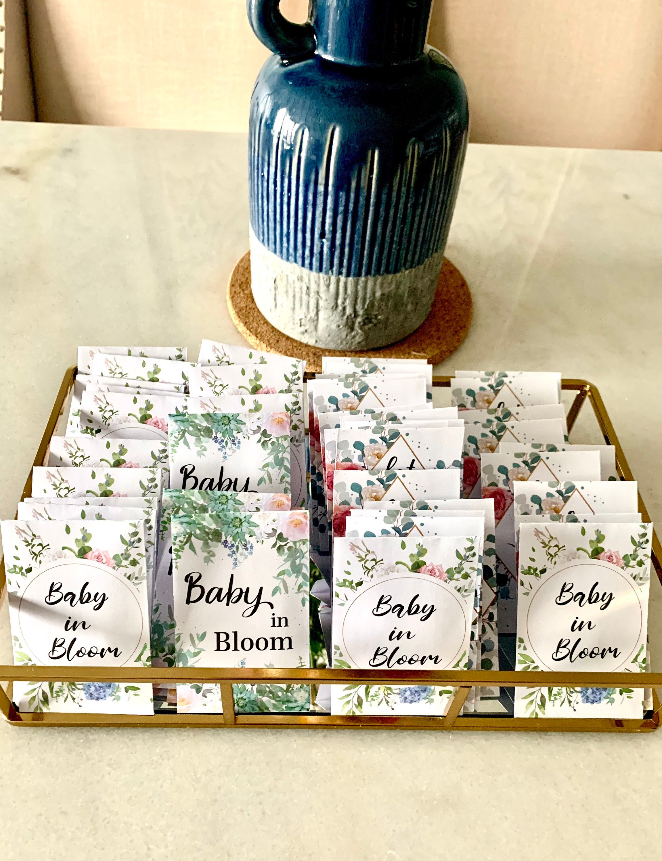 Baby Shower Favors Gifts Seed Packets Baby in Bloom Floral