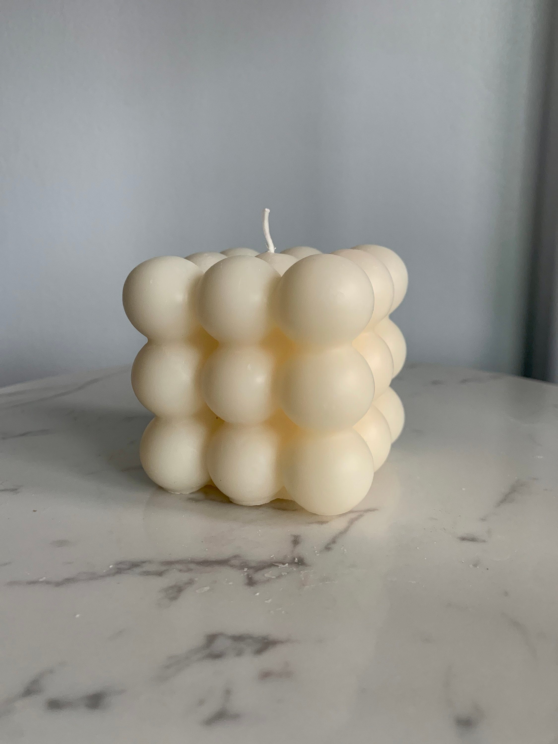Scented Cube Candle, Bubble Candle, Cube Candle, Candle Sticks, Scented Candle, Decorative Candle, Natural Soy Wax, Housewarming Gift (White), Funny