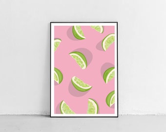 Lime Fruit Illustration, Digital File, Illustration, Fruit illustration, Fruit, Poster, Art Print, Design, Wall Art, UNFRAMED