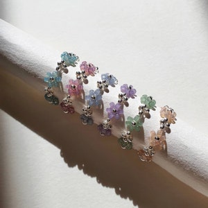 Handgemachte Blumen-Perlenringe im koreanischen Stil Mehrere Farben | Geschenke für sie